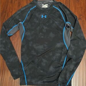 Under Armour Black and Blue Rash Guard Swim Top